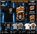 BUILT2CONQUER same-day T-shirt consistent black grey white front back layout