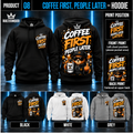 BUILT2CONQUER coffee first hoodie front and back black white grey consistent product layout