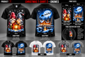 Christmas Gnomes T-shirt front and back black white grey; approximate print sizes
