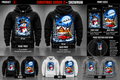 Christmas Snowman Hoodie front and back in black white grey; print dimensions illustrative