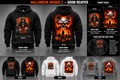 Grim Reaper Hoodie mockup front and back, black white grey, illustrative print placement