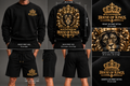 House of Kings black matching crew-neck and shorts set mockup